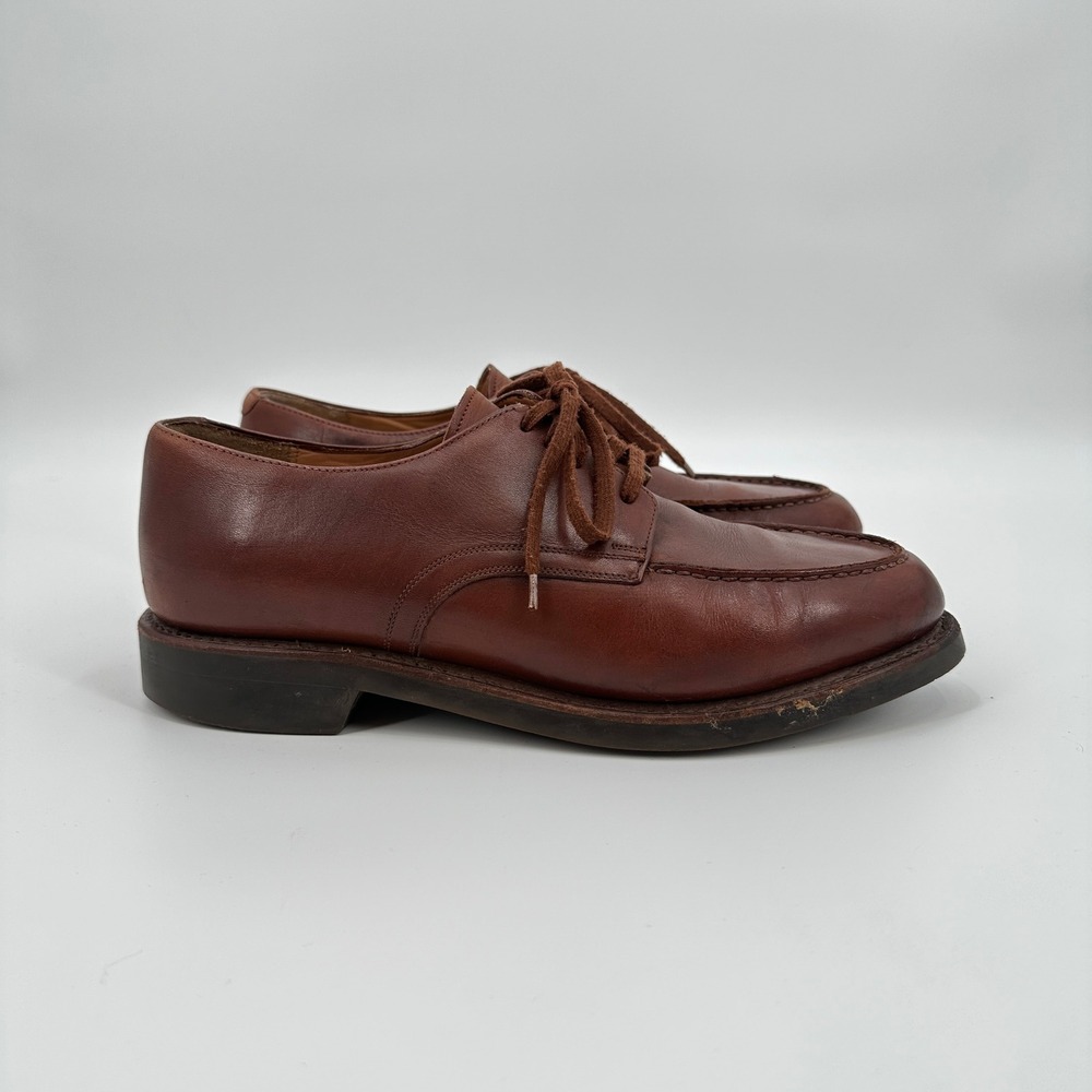 Polo Ralph Lauren Mens Brown Leather Moc Toe Derby Shoes Size 11 D Made in Italy - Picture 4 of 9